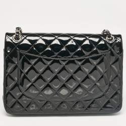 Chanel Black Quilted Patent Leather Jumbo Classic Double Flap Bag