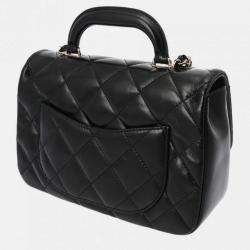 Chanel Black Shiny Lambskin Quilted Coco Trip Flap Bag