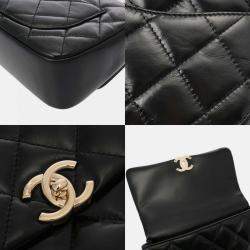 Chanel Black Shiny Lambskin Quilted Coco Trip Flap Bag