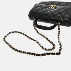 Chanel Black Shiny Lambskin Quilted Coco Trip Flap Bag