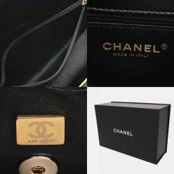 Chanel Black Shiny Lambskin Quilted Coco Trip Flap Bag