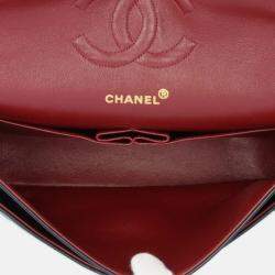 Chanel Black Lambskin Leather Medium Classic Double Flap Shoulder Bag