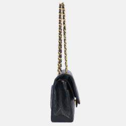 Chanel Black Lambskin Leather Medium Classic Double Flap Shoulder Bag