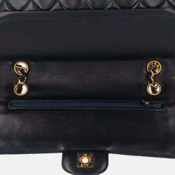 Chanel Black Lambskin Leather Medium Classic Double Flap Shoulder Bag