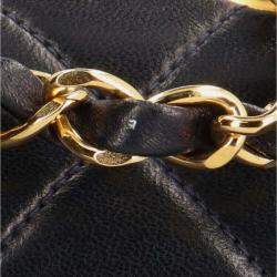 Chanel Black Lambskin Leather Medium Classic Double Flap Shoulder Bag