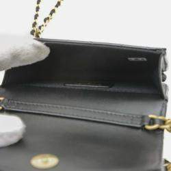 Chanel Black Patent Leather CC Heart Wallet with Chain