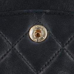 Pre Owned Chanel Black Lambskin Leather Medium Classic Double Flap Shoulder Bags