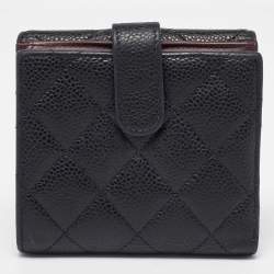 Chanel Black Quilted Caviar Leather CC Compact Wallet