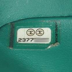 Pre Owned Chanel Green Aliigator Small Classic Double Flap Bag