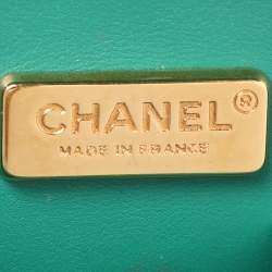 Pre Owned Chanel Green Aliigator Small Classic Double Flap Bag