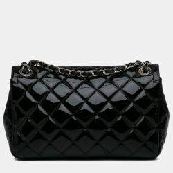 Chanel Black Patent Leather Medium Coco Shine Flap Bag