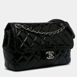 Chanel Black Patent Leather Medium Coco Shine Flap Bag