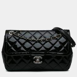 Chanel Black Patent Leather Medium Coco Shine Flap Bag