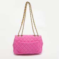 Chanel Pink Quilted Jersey Jumbo Classic Single Flap Bag