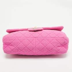 Chanel Pink Quilted Jersey Jumbo Classic Single Flap Bag