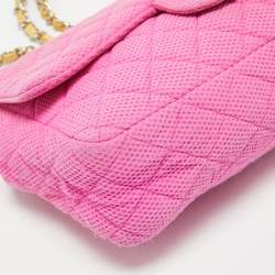 Chanel Pink Quilted Jersey Jumbo Classic Single Flap Bag