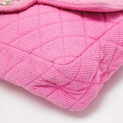 Chanel Pink Quilted Jersey Jumbo Classic Single Flap Bag