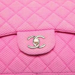 Chanel Pink Quilted Jersey Jumbo Classic Single Flap Bag