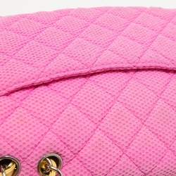 Chanel Pink Quilted Jersey Jumbo Classic Single Flap Bag