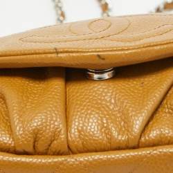 Chanel Tan Caviar Leather Half Moon Wallet On Chain