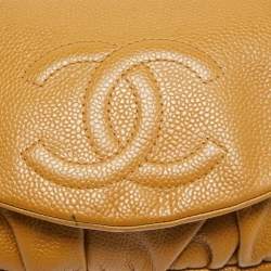 Chanel Tan Caviar Leather Half Moon Wallet On Chain