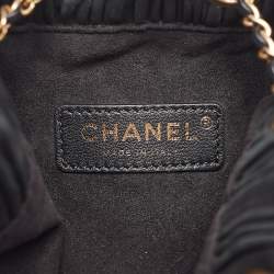 Chanel Black Shimmer Leather Coco Pleats Sling Backpack 