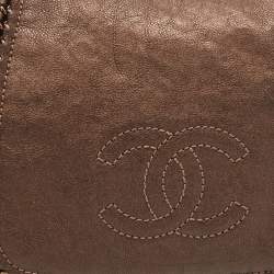 Pre Owned Chanel Bronze Leather Luxe Ligne Accordion Flap Bag