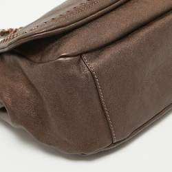 Pre Owned Chanel Bronze Leather Luxe Ligne Accordion Flap Bag