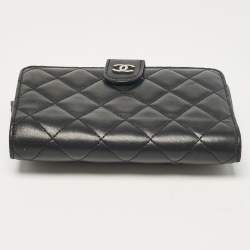 Chanel Black Quilted Leather CC French Wallet