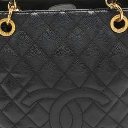 Chanel Black Quilted Caviar Leather Petite Shopper Tote