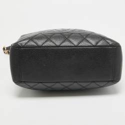 Chanel Black Quilted Caviar Leather Petite Shopper Tote