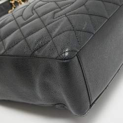 Chanel Black Quilted Caviar Leather Petite Shopper Tote