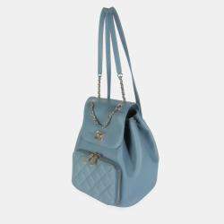 Chanel Blue Quilted Caviar Business Affinity Backpack