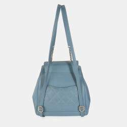 Chanel Blue Quilted Caviar Business Affinity Backpack