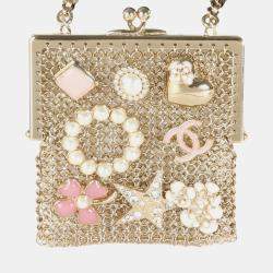 Chanel Gold Metal Chain Embellished Mini Frame Pouch