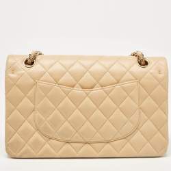 Chanel Beige Quilted Leather Medium Classic Double Flap Bag