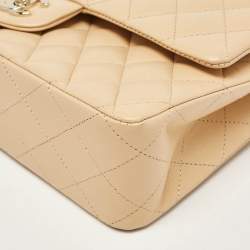 Chanel Beige Quilted Leather Medium Classic Double Flap Bag