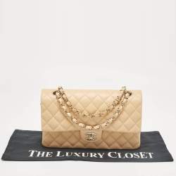 Chanel Beige Quilted Leather Medium Classic Double Flap Bag