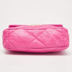 Pre Owned Chanel Pink Quilted Leather Small 19 Flap Bag