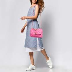 Pre Owned Chanel Pink Quilted Leather Small 19 Flap Bag