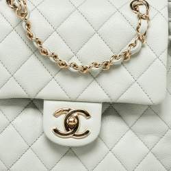 Chanel Pale Green Quilted Caviar Leather CC Classic Backpack