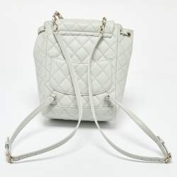 Chanel Pale Green Quilted Caviar Leather CC Classic Backpack