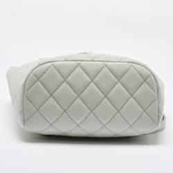 Chanel Pale Green Quilted Caviar Leather CC Classic Backpack