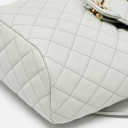 Chanel Pale Green Quilted Caviar Leather CC Classic Backpack