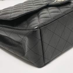 Chanel Black Caviar Leather Maxi Classic Double Flap Bag