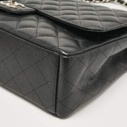 Chanel Black Caviar Leather Maxi Classic Double Flap Bag