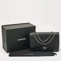 Chanel Black Caviar Leather Maxi Classic Double Flap Bag