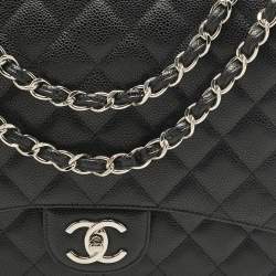 Chanel Black Caviar Leather Maxi Classic Double Flap Bag