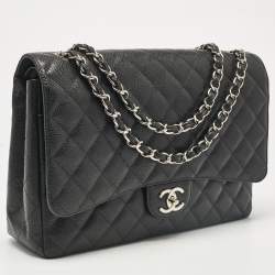 Chanel Black Caviar Leather Maxi Classic Double Flap Bag