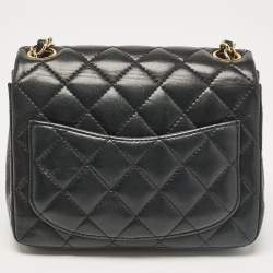 Pre Owned Chanel Black Quilted Leather Mini Classic Flap Bag